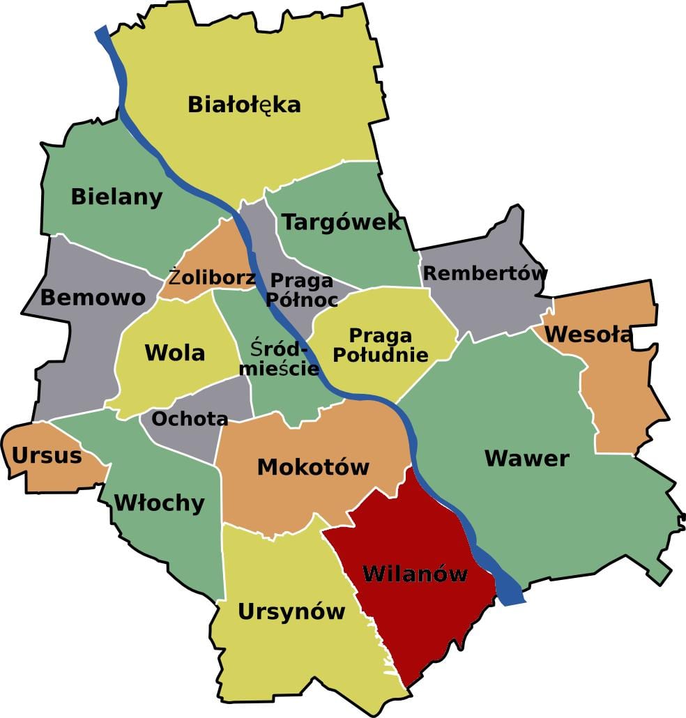 Карта околиць Варшави