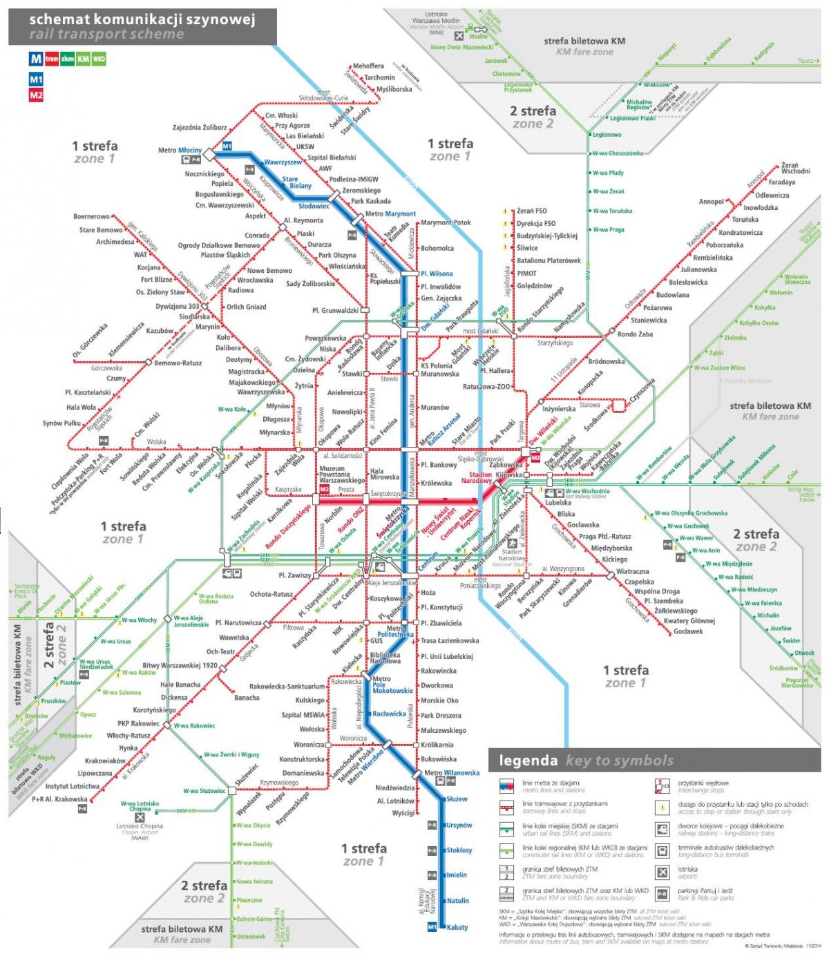 Варшава транспортну карту