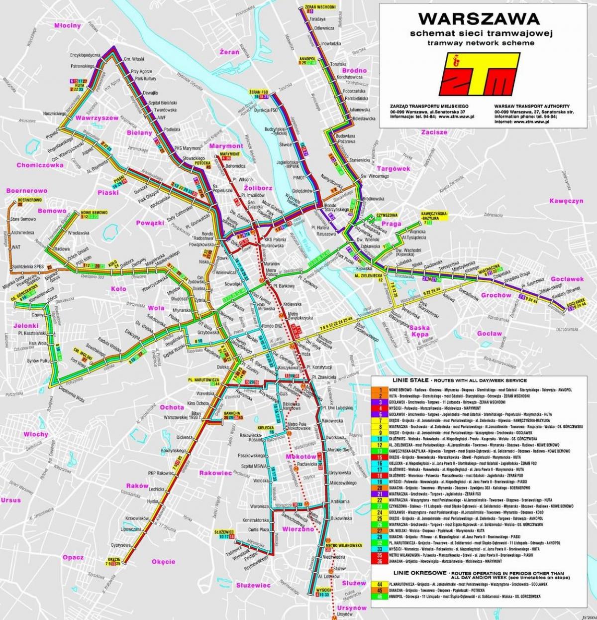 Карта Варшави транзитом 