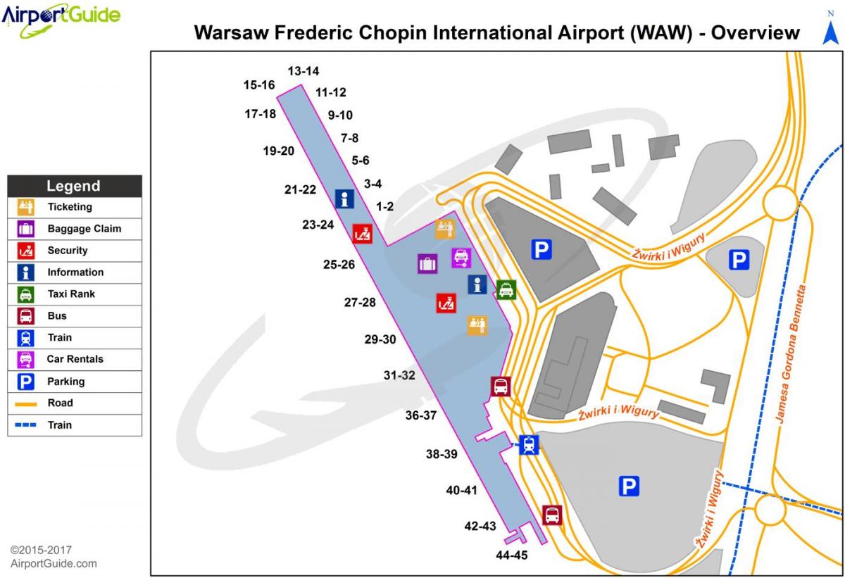 Аеропорт Варшава Фредерік Шопен карті