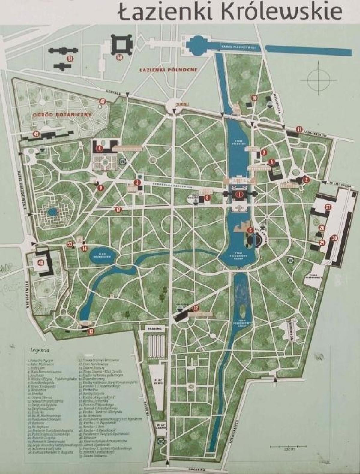 парк лазенки у Варшаві карті