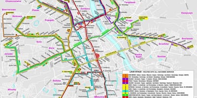 Карта Варшави транзитом 