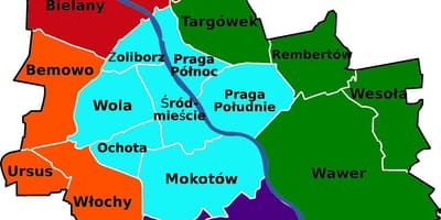 Карта районів Варшави 